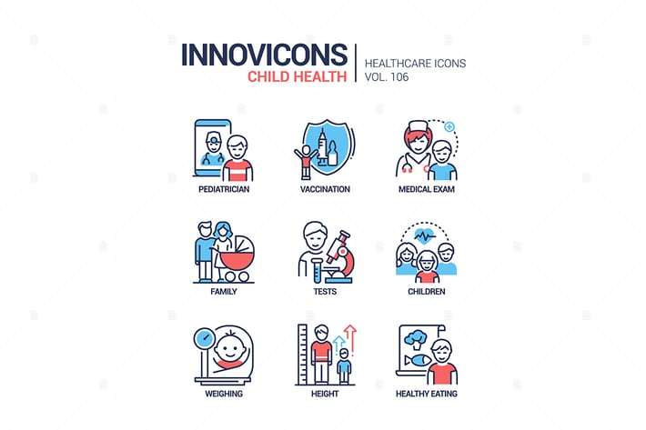 Child health - line design style icons set