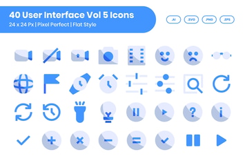 40 User Interface Vol 5 Icons Set - Flat