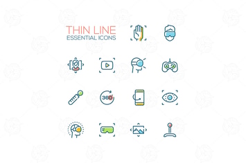 Virtual Reality - Thin Single Line Icons Set