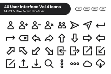 40 User Interface Vol 4 Icons Set - Line