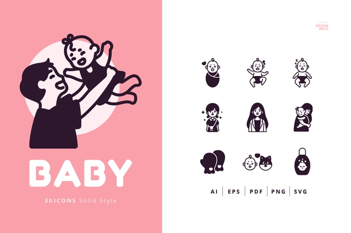 30 Icons Baby Solid Style