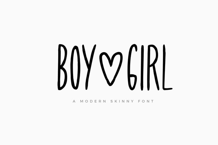 Boy and Girl Skinny Font and Extras