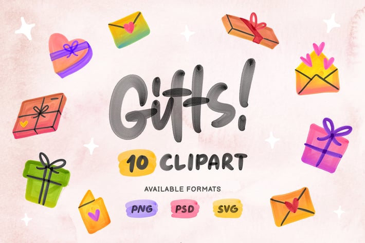 10 Gifts Clipart Clipart Illustrations