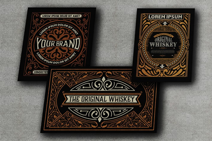 Set of 3 vintage Labels for Packing
