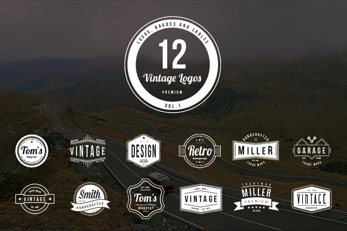 12 Vintage Logos / Badge Templates