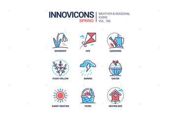 Spring - modern line design style icons set