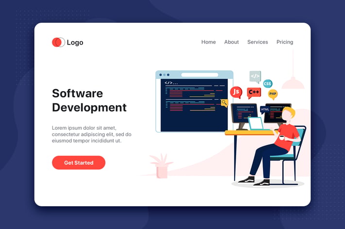 Software Development flat concept for Landing page