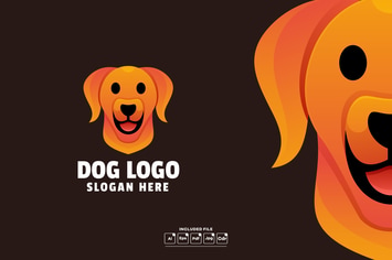 Dog Head Gradient Logo Template