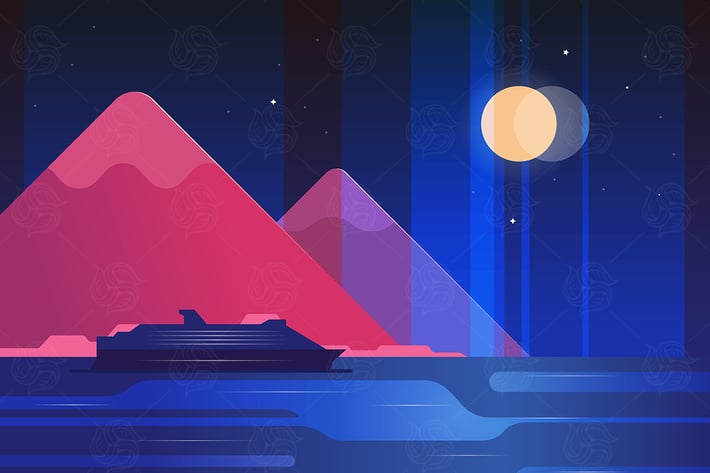 Night landscape - flat design illustration 