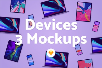 MacBook Pro, iPad Pro, iPhone Pro -  Sketch Mockup