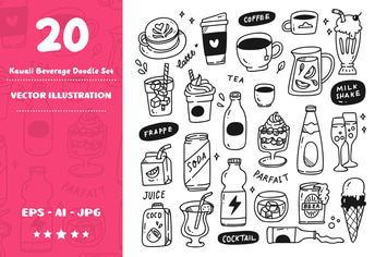 Kawaii Beverage Doodle Set
