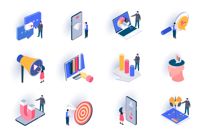 SMM Marketing Isometric Icons Pack
