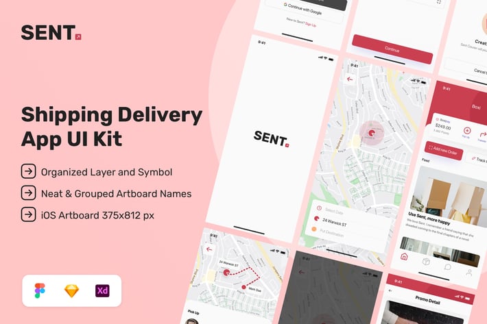 Sent - Shipping and Delivery App UI Kit