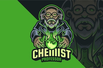 Chemist Professor Mascot Logo