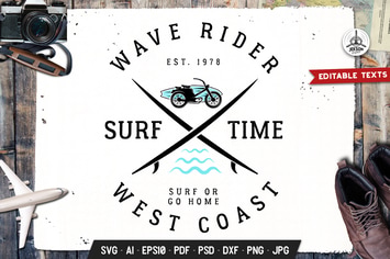 Surfing Logo Template Design Adventure Badge Print