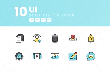 10 UI Semi Filled Icon Collection