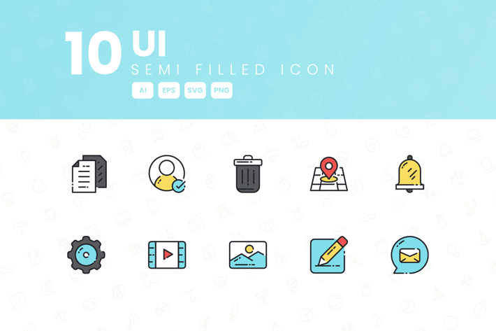 10 UI Semi Filled Icon Collection