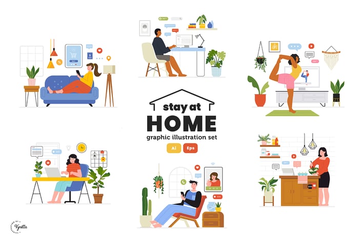 Stay at Home Graphic illustration