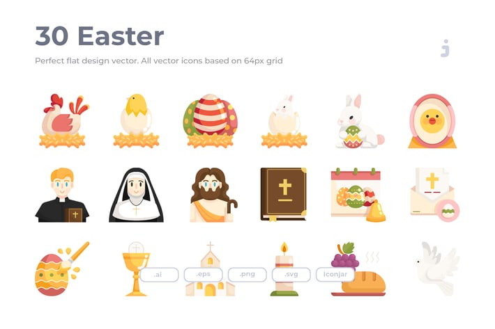 30 Easter icons - Flat