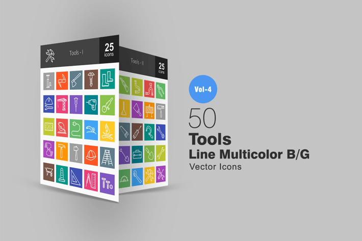 50 Tools Line Multicolor Icons