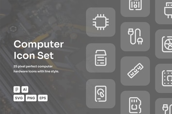 Computer Dashed Line Icon Set