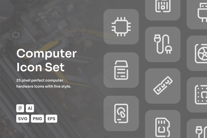 Computer Dashed Line Icon Set