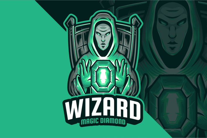 Wizard Magic Diamond Mascot Logo