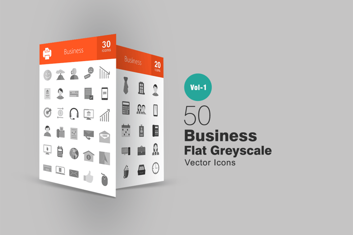 50 Business Greyscale Icons