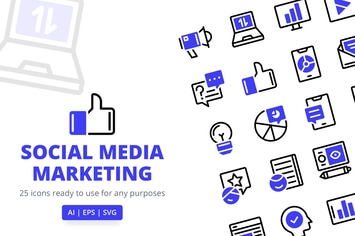 Social Media Marketing Icons (Line and Solid)