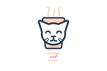 Come And Meow Coffee Cat Logo