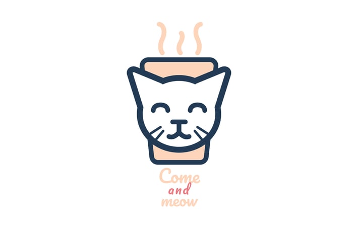 Come And Meow Coffee Cat Logo
