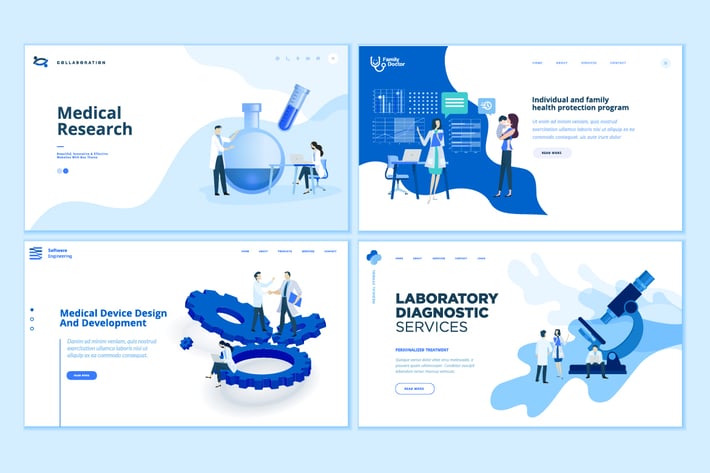 Set of Medical Web Page Design Templates 