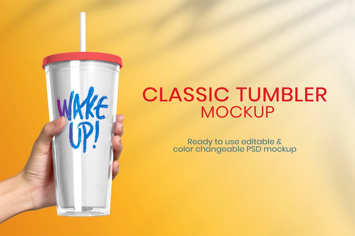 Plastic tumbler product mockup