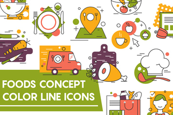 Concept Icons For Food and Restaurant