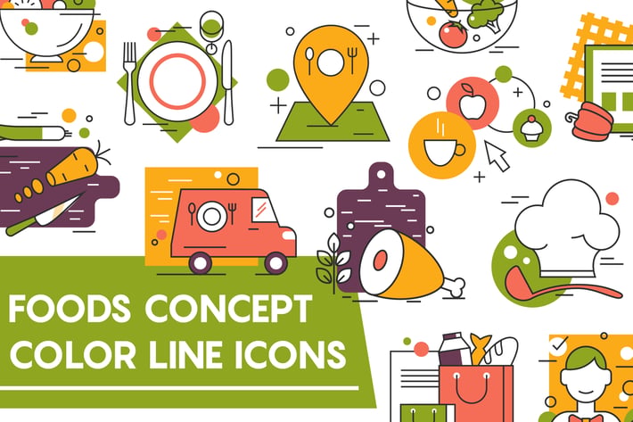 Concept Icons For Food and Restaurant