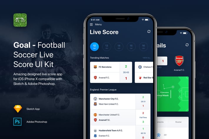 Goal - Football Soccer Live Score UI Kit Template