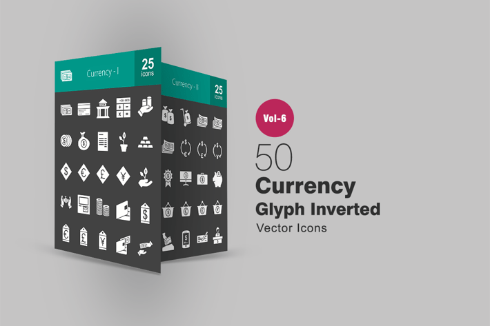 50 Currency Glyph Inverted Icons