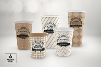 Paper Cold Drink Cups Packaging Mockup