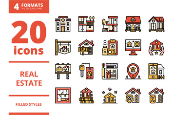 Real Estate Filled icons packs