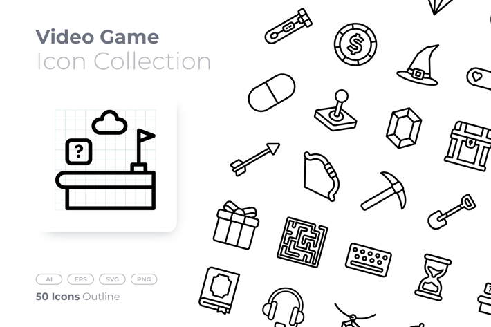 Video Game Elements Outline Icon