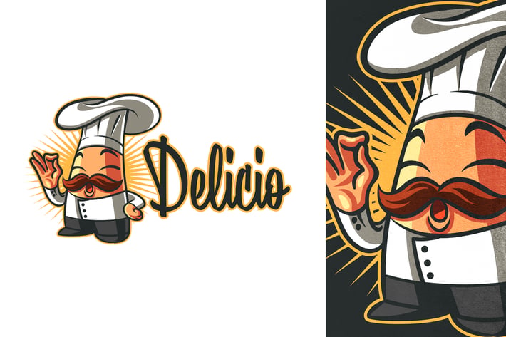 Cartoon Cook or Chef Mascot Logo