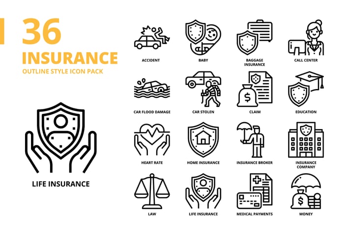 Insurance Outline Style Icon Set