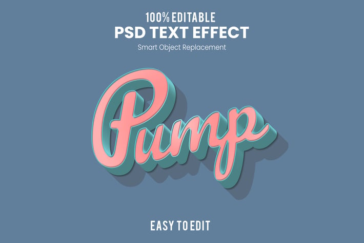 Pump - 3D Retro Text Effect PSD