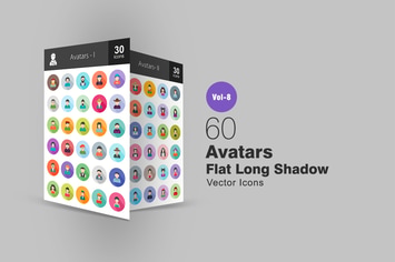60 Avatars Flat Shadowed Icons