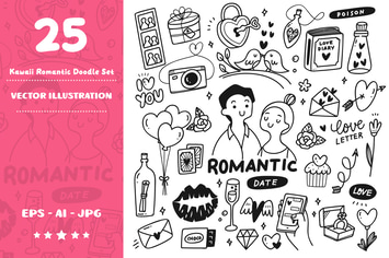 Kawaii Romantic Doodle Set
