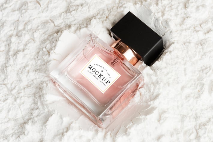 Feminine perfume glass bottle mockup