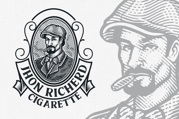 Cigarette Vintage Engraving Logo Template