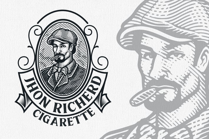 Cigarette Vintage Engraving Logo Template