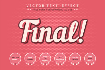 Red final - editable text effect, font style