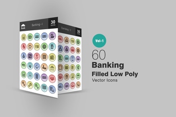 60 Banking Filled Low Poly Icons